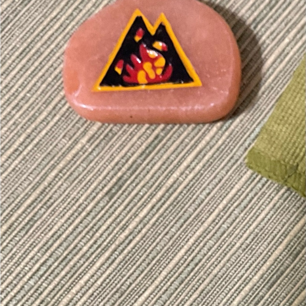 Fire Mountain Gems Souvenir Decorative Stone 2-Sided Message Orange Black Yellow